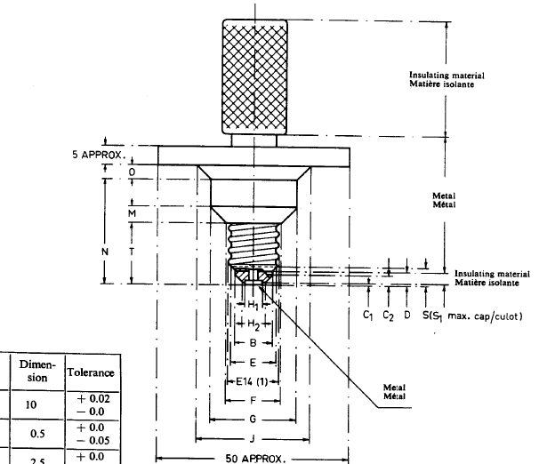 Plug gauge for E14 lampholder for testing contact making | 7006-30-2 0